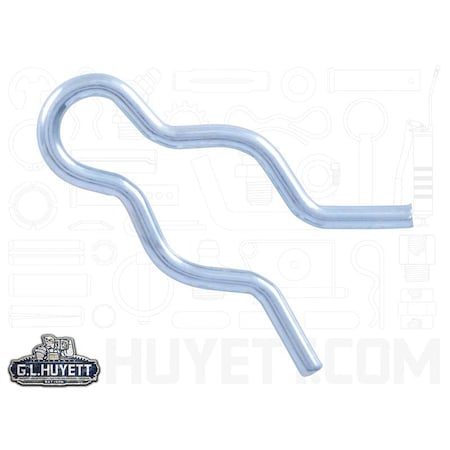 Huyett Hair Pin, Zn Plt Spg Stl, .063 Wire Dia x 1 L x Fits .344 Groove x .188 In Eye Dia BPXZ-402