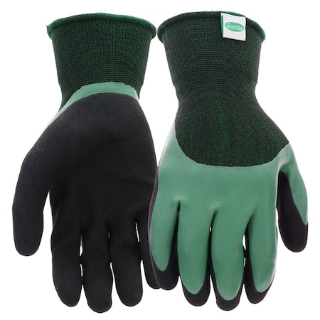 Scotts Dipped Gloves, Men's, L, Elastic Knit Wrist Cuff, Rubber Latex Coating, BlackGreen SC30602/L
