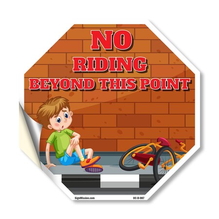 Signmission No Riding Beyond This Point, 18 Inch X 18 Inch, Vinyl Decal OC-D-18-87
