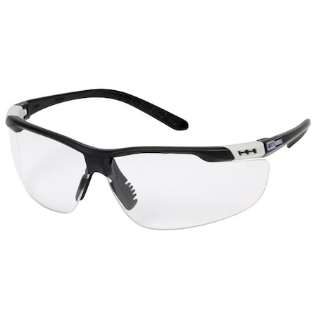 Msa Safety SAFETY WORKS Safety Glasses, AntiFog Lens, Width Adjustable, SemiRimless Frame, Black Frame SWX00255