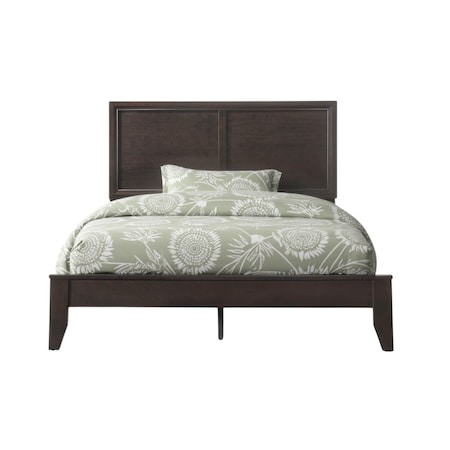 Homeroots Espresso Inlaid Panels Wood Queen Bed Frame 285863