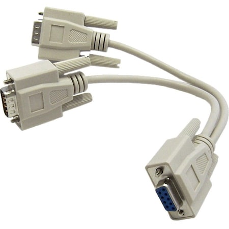 Cable Wholesale DB9 Serial Y adapter, DB9 Female to Dual DB9 Male, 8 inch 30D1-27308