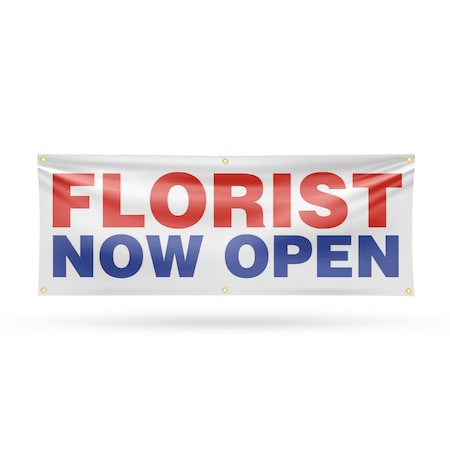 Signmission Florist Now Open, 24 Inch x 72 Inch, Vinyl Banner B-72-30638