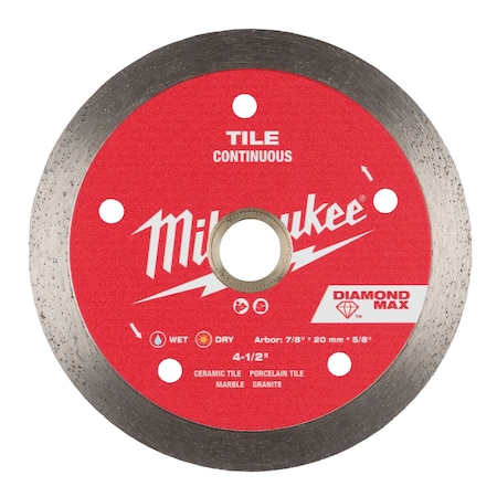 Milwaukee Tool 4-1/2" DIAMOND MAX Continuous, Tile Diamond Blade 49-93-9204