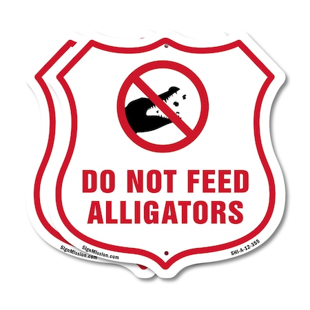 Signmission Alligator Warning Shield Sign Do Not Fee, 12 inch X 12 inch, Plastic Sign, 2PK SHI-P-2PACK-12-355