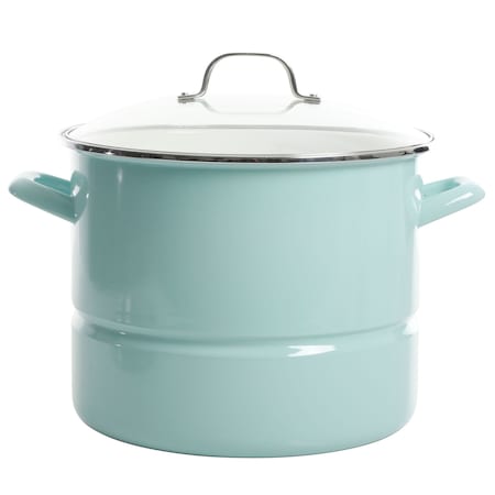 Kenmore 16 Quart Stainless Steel Pot in Blue with Steamer Insert and Glass Lid 126394.03