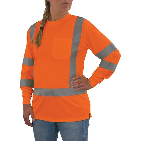 Ergodyne XL Orange Class 3 Hi-Vis Long Sleeve Shirt Womens 8374