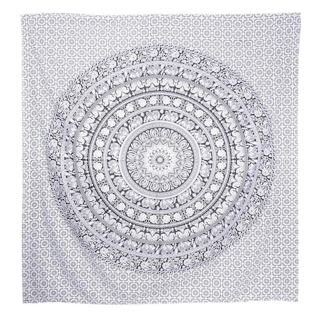 Homeroots 92" X 84" Black And White Mandala Cotton Hanging Tapestry 397403