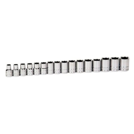 Williams Socket Set, 1/2"D, 6Pt, 16pcs. Metric, JHW32943 JHW32943
