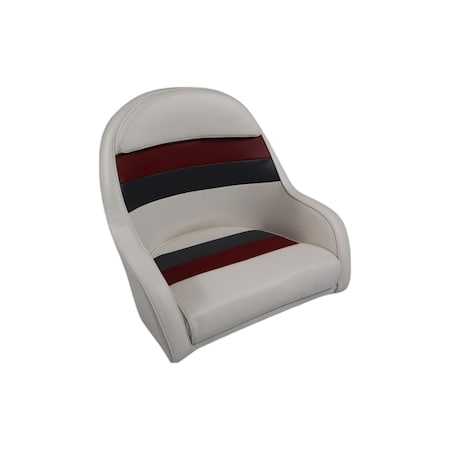 Horizon Mfg Premium Series Pontoon Bucket Style Captain Chair White/Red/Charcoal 3006-AAEC