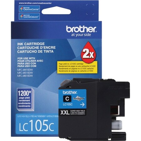 Brother Brother Innobella LC105C Original Ink Cartridge - Inkjet - High Yield - 1200 Pages - Cyan - 1 Each LC105C