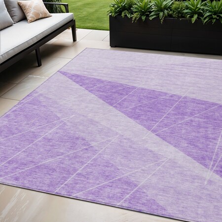 Homeroots 5' X 8' Lavender And Purple Geometric Washable Indoor Outdoor Area Rug 582477