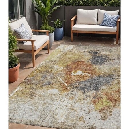 Homeroots 5' X 8' Taupe Black And Copper Abstract Washable Indoor Outdoor Area Rug 606026