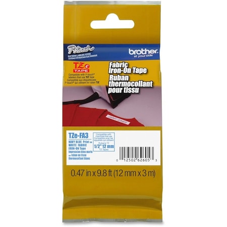 Brother Iron-On Label, Blue/Wht, .47" x 9.8 ft. TZEFA3G