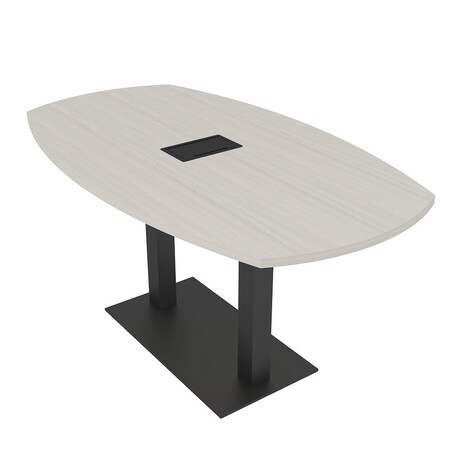 Skutchi Designs Arc Boat Conference Table, 36 in W, 72 in L, Ivory HAR-ABOT-36X72-DOU.BK-K458-EBLK