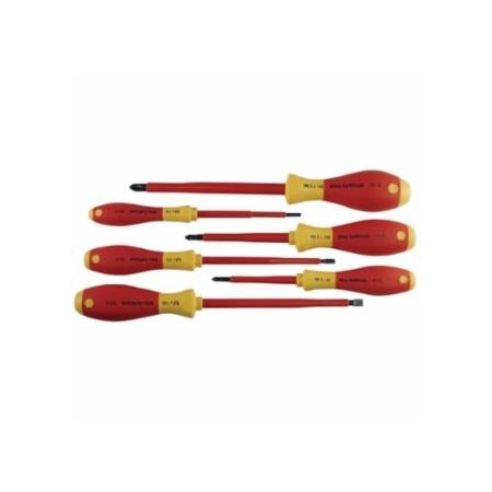 Wiha SoftFinish Insulated Screwdriver Set, Metric, Includes 3-Phillips/3-Slotted, 6-Pc 817-32092
