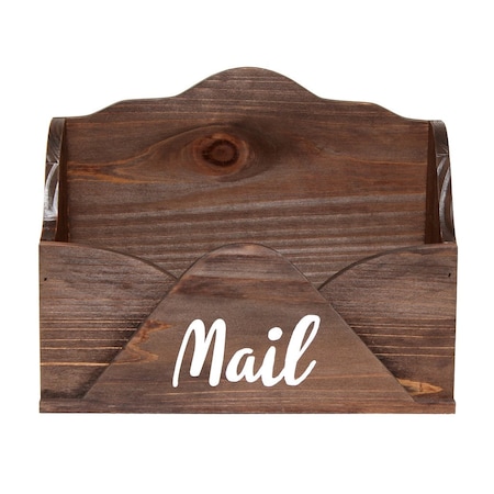 Homeroots 10" Brown Wood Envelope Shaped Mail Desk Organizer 661189