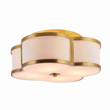 Jonathan Y Quatrefoil 18" Scalloped Shade Metal Classic Glam LED Flush Mount, Brass Gold JYL9508B