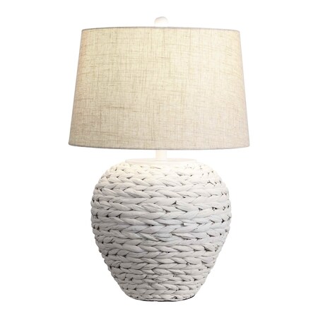 Jonathan Y Alaro 24.5" Farmhouse Coastal Water Hyacinth Basket LED Table Lamp, White JYL6501C