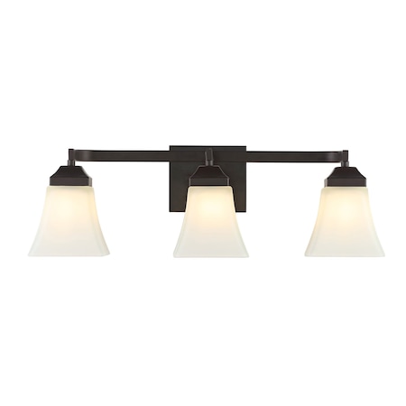 Jonathan Y Staunton 24" 3-Light Farmhouse Cottage Metal LED Vanity Light w/Frosted Glass Shades, Oil Rubbed Bron JYL7524A