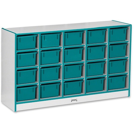 Jonti-Craft Rainbow Accents 20 Cubbie-Tray Mobile Storage, with Trays, Teal 0421JCWW005