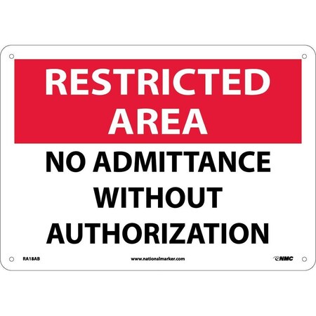 Nmc Restricted Area No Admittance Sign, RA18AB RA18AB