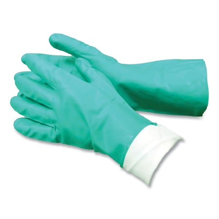 Ambitex Pro N650 Series Flock-Lined Nitrile Rubber Gloves, 13in Long, 15 mil, Large, Green, Pair, 12PK NTL650LG/HDG
