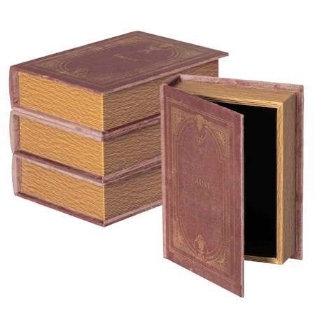 Vintiquewise Set of 4 Vintage Book Design Decorative Boxes - Wedding Card Boxes, Keepsake Boxes, Craft QI003691.BR.4