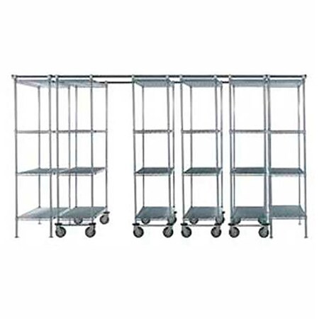 Global Industrial Nexel Space-Trac, 6 Unit, Chrome High Density Shelving, 48"W x 21"D x 76"H, 14' Length B2177931
