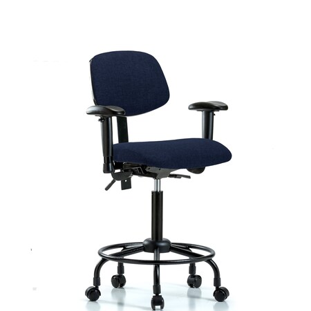 Blue Ridge Ergonomics Chair, Fabric, Med Bench, RT AA Casters, Nav, 6-Way Adjustable, 22" to 29" Height, Dark Blue BR-FMBCH-RT-T0-A1-RC-F45