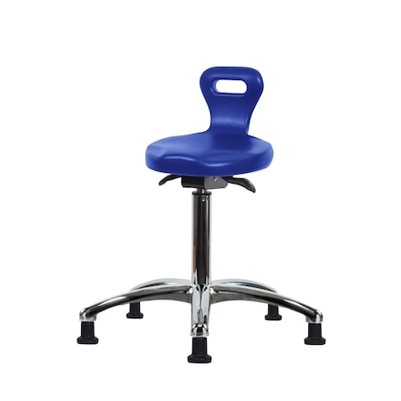 Blue Ridge Ergonomics Poly Serpent Sit-Stand Stool Chrome-Medium Bench Height with Stationary Glides in Blue Poly PSPMBSO-CR-NF-RG-BLU