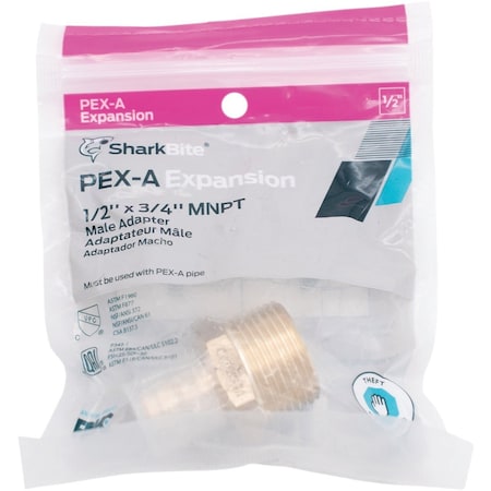 Sharkbite PEX-A Brass 1/2'' x 3/4'' MNPT Adapter UAB116LFA