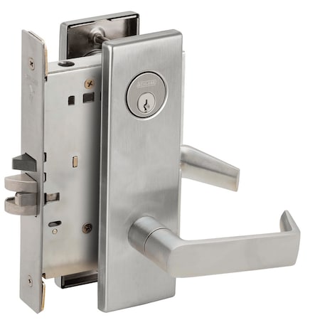 Schlage Grade 1 Institution Mortise Lock, Conventional Cylinder, S123 Keyway, 06 Lever, N Escutcheon, Satin L9082P 06N 626