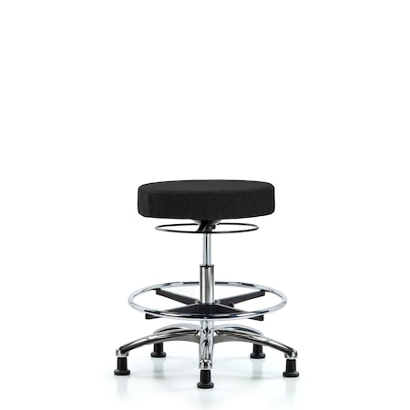 Blue Ridge Ergonomics Fab Stool without Back Chr-Medium Bench Height with Chr Foot Ring and Stationary Glides in Black Fab BR-FMBSO-CR-CF-RG-F42