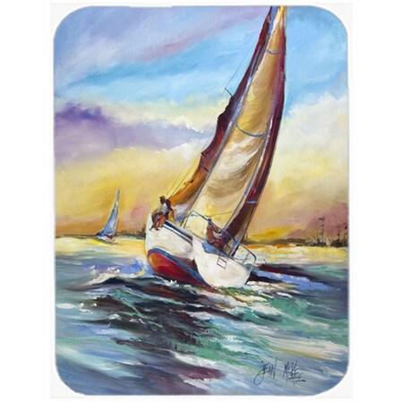 Carolines Treasures Horn Island Sailboat Race Glass Cutting Board- Large JMK1159LCB