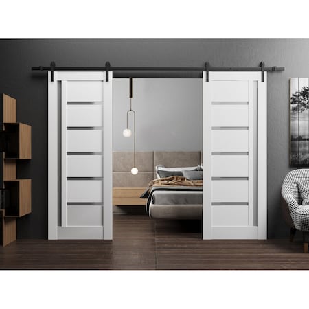Sartodoors Double Barn Interior Door, 36" x 80", White QUADRO4088DB-WS-36