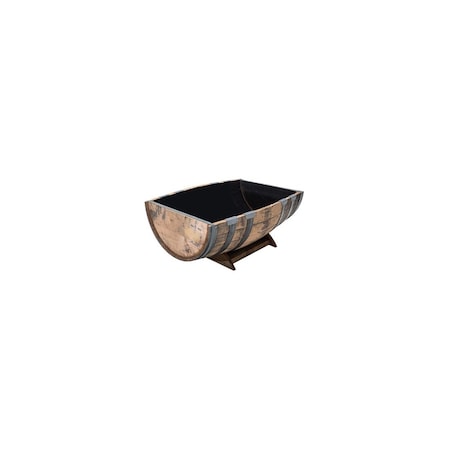 Real Wood Products Co 26 In. x 35 In. Oak Barrel Garden Planter Brown B110