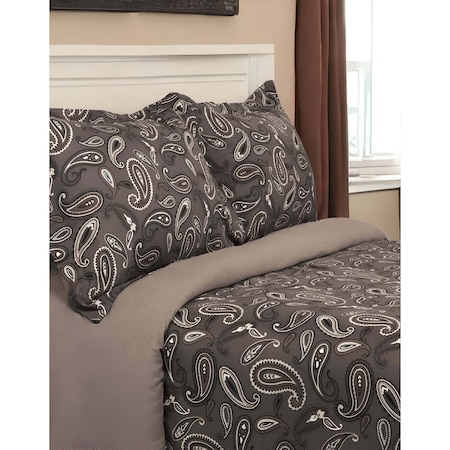 Homeroots Charcoal Queen Cotton Blend 0 Thread Count Washable Duvet Cover Set 528440