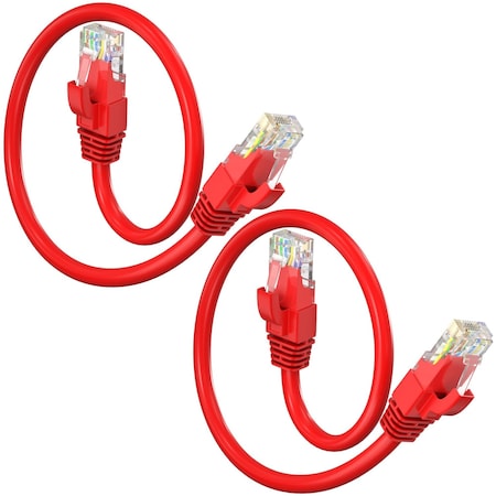 Maximm Cat6 Ethernet Cable 1ft 10Gbps 550MHz UTP, 2PK, Red, 2PK CAT6CCA-1RD-2PK