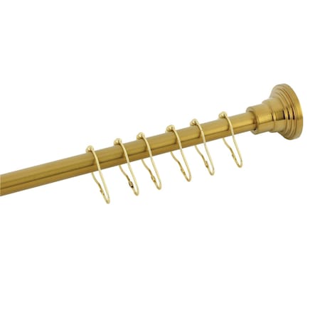 Kingston Brass 38"-60" Stainless Steel Adjustable Shower Curtain Rod with Rings, Brushed Brass SCC2817