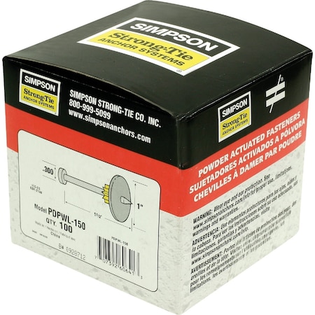 Simpson Strong-Tie PDPAWL.157-in.x1-1/2-in. Powder-Actuated Pin w/ 1-in. Washer, 100-Qty PDPAWL-150