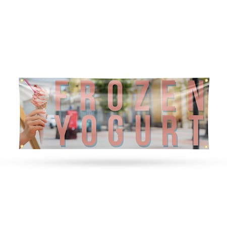 Signmission Frozen Yogurt, 18 Inch x 48 Inch, Vinyl Banner B-30662