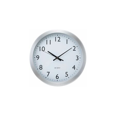 Universal Brushed Aluminum Wall Clock, 12" dia, Silver Case, 1 AA (sold sep) UNV10425