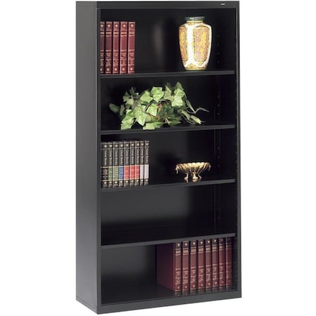 Tennsco 5-Shelf Stationary Bookcase, 66"x34-1/2" Black B-66BK