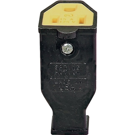 Eaton Wiring Devices Straight Blade Connector, 5-15R, 15 A, 125V AC, 2 Pole, 3 Wire, Screw Terminals, Black SA993