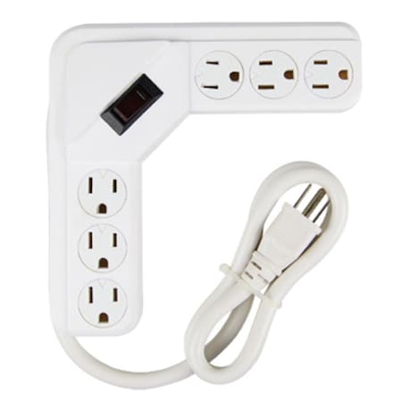 Virtual PS-644 White 6 Outlet Power Strip VI568414