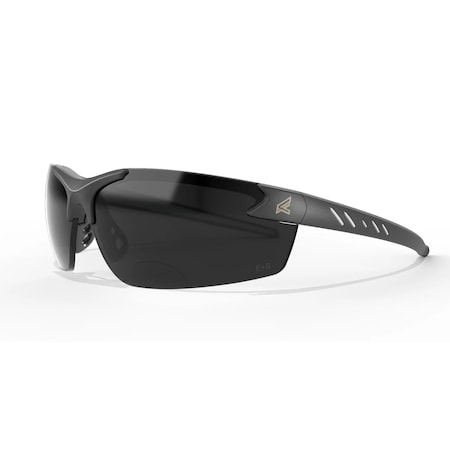 Edge Eyewear Zorge G2 Reader Safety Glasses, Black Wraparound Frame, 2.0 Diopter, Smoke Lens, M DZ116-2.0-G2