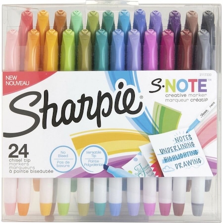Sharpie S-Note Creative Markers, Highlighters, 24 Assorted Colors, Chisel Tip 2158059