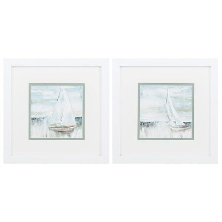Homeroots 11" X 11" Matte White Frame Soft Sail, Set Of 2, 2PK 365207