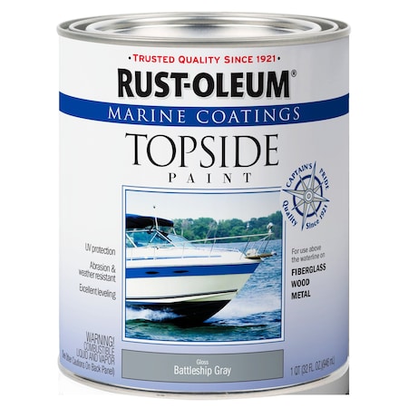 Rust-Oleum Marine Coatings Topside Paint, Battleship Gray, Gloss, 1 Qt 396961